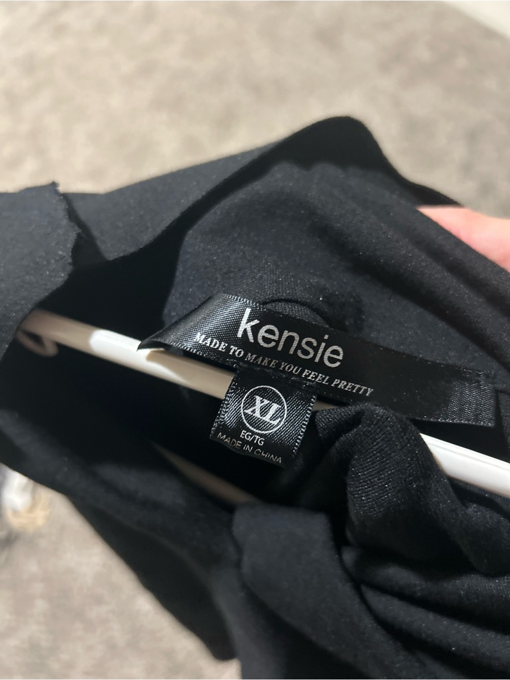 Kensie Black Casual Top with Logo Tag
